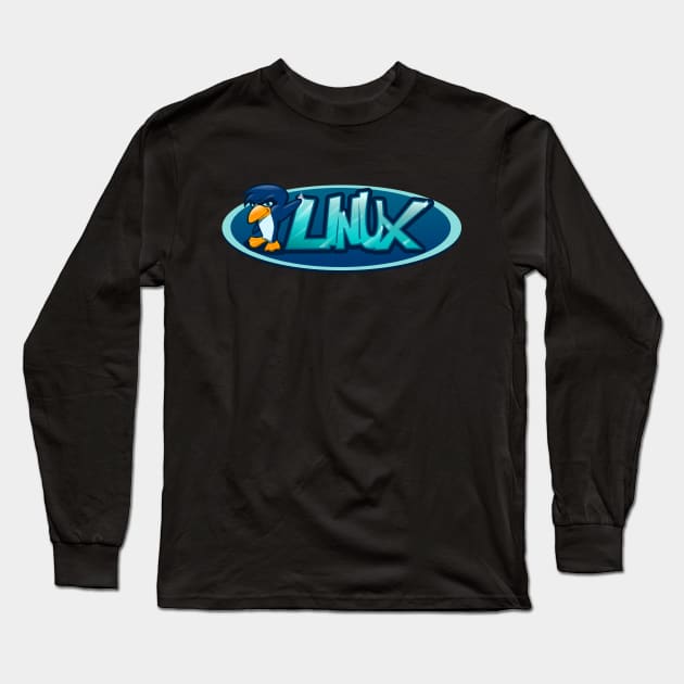 Linux Penguin Long Sleeve T-Shirt by sketchtodigital